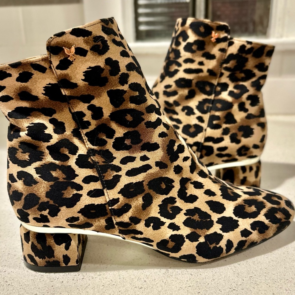 Leopard Print Booties Gold Studded